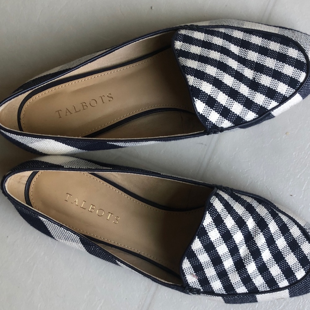 Talbots Navy Blue - Gingham Canvas Loafers 8.5M 🎈 - Picture 4 of 10